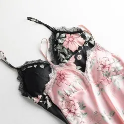 Sexy camicia da notte floreale - mini abito