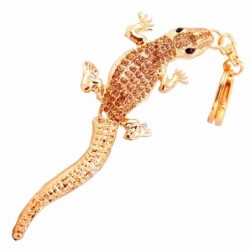 Kryształowy złoty krokodyl - brelokBreloczki Do Kluczy