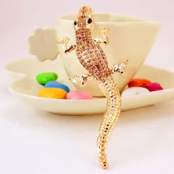 Crystal golden crocodile - keychainKeyrings