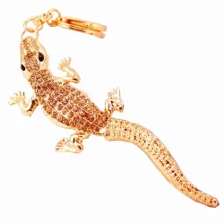 Crystal golden crocodile - keychainKeyrings