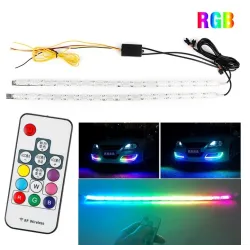 Lumière RVB - lumières DRL de voiture - bande LED colorée - étanche - 2 pièces