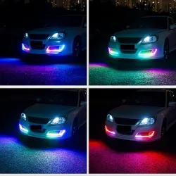 Lumière RVB - lumières DRL de voiture - bande LED colorée - étanche - 2 pièces