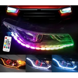Tiras de LEDLuz RGB - luces DRL para automóvil - tira de LED de colores - resistente al agua - 2 piezas
