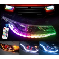 RGB lys - bil DRL lys - fargerik LED stripe - vanntett - 2 stk