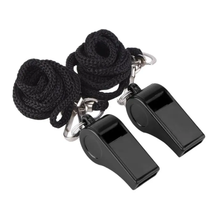 Sifflet d'arbitre de sport - avec cordon - alliage d'aluminium