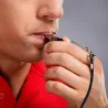 Sifflet d'arbitre de sport - avec cordon - alliage d'aluminium