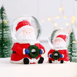 Christmas Santa Claus / snowman - snow globe - with LEDStatues & Sculptures
