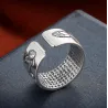 Buddhistisk hjerte sutra ring - lotus - sølv - kan endre størrelse - unisex