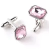 Boutons de manchette en métal - avec cristal rose