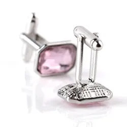 Boutons de manchette en métal - avec cristal rose
