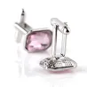 Boutons de manchette en métal - avec cristal rose