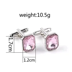 Metal cufflinks - with pink crystalCufflinks