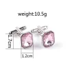 Boutons de manchette en métal - avec cristal rose
