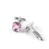 Boutons de manchette en métal - avec cristal rose