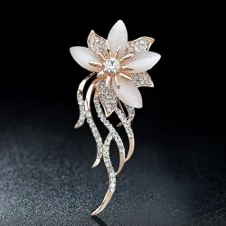 Opal kristallblomma - elegant brosch