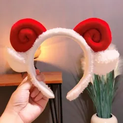 Decoratieve pluche hoofdband - schapenhoorns / konijnenorenPetjes & mutsjes