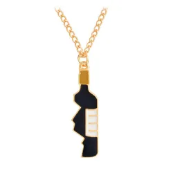 Coeur rouge brisé / épissure de bouteille de vin - collier doré - 2 pièces