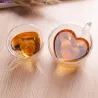 Vidro em forma de coração - parede dupla - caneca de café / chá