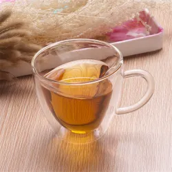 Vidro em forma de coração - parede dupla - caneca de café / chá