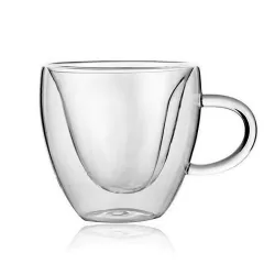 Hjärtformat glas - dubbelvägg - kaffe / temugg