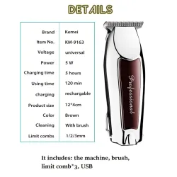 Kemei KM-9163 - hair trimmer - cordless - with combsHair trimmers