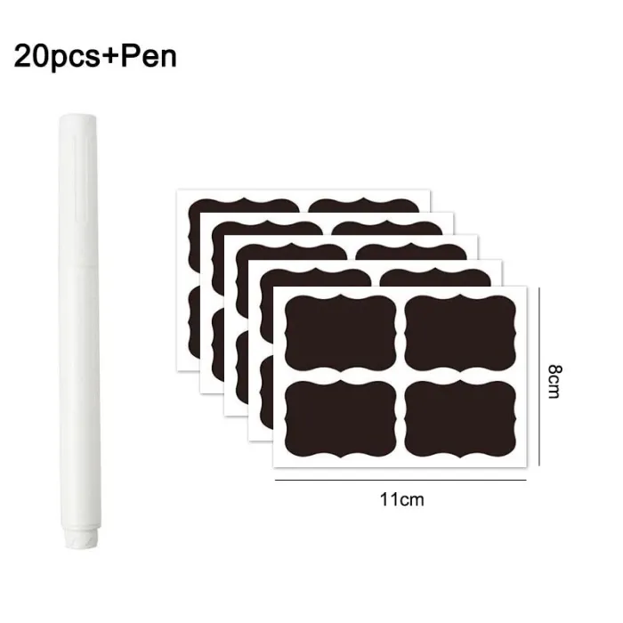 Etiquette ardoise effaçable - stickers pot noir - avec stylo