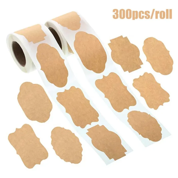 Etiquettes en papier kraft - stickers pots / bougies / bouteilles - 300 pièces
