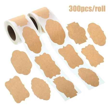 Etiquettes en papier kraft - stickers pots / bougies / bouteilles - 300 pièces