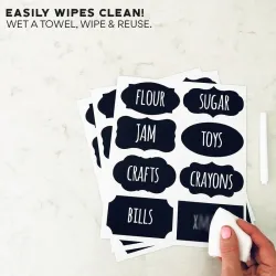 Etiquettes noires multifonctions - stickers pots / bouteilles - avec feutre craie effaçable - 250 pièces