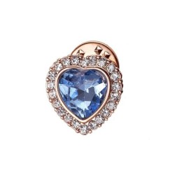 Przypinka w kształcie serca - z niebieskim kryształkiemBroszki