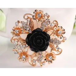 Flor rosa de resina com cristais - alfinete broche