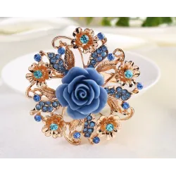Fiore rosa in resina con cristalli - spilla a spillo