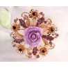 Flor rosa de resina com cristais - alfinete broche