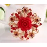 Fleur rose en résine avec cristaux - broche broche