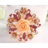 Flor rosa de resina com cristais - alfinete broche