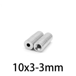 N35N35 - imán de neodimio - avellanado - 10 mm * 3 mm - con orificio de 3 mm