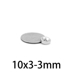 N35 - neodymium magnet - countersunk - 10mm * 3 mm - with 3mm holeN35