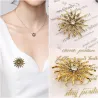 Broche rétro - soleil avec cristaux