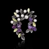 Purple tree leaf with pearls - pin broochBrooches
