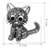 Chat en cristal noir - broche