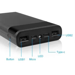 Power bank - szybkie ładowanie - pojemnik na baterie 6*18650 - 20000mAh USB typ C - 5VPowerbanki