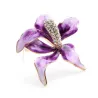 Fleur d'orchidée violette avec cristaux - broche