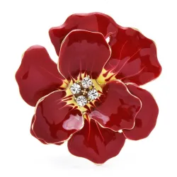 Grande fleur en émail avec cristaux - broche élégante