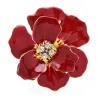 Große Emaille-Blume mit Kristallen - elegante Brosche