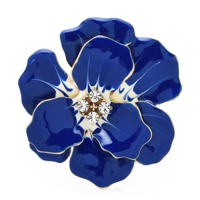 Big enamel flower with crystals - elegant broochBrooches