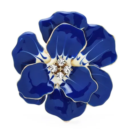 Grande flor de esmalte com cristais - broche elegante