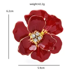 Grande fleur en émail avec cristaux - broche élégante