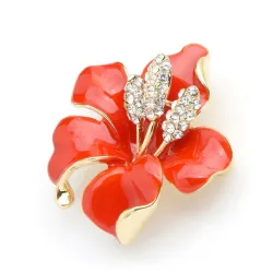 Fiore grande con cristalli - spilla elegante - con foro per collana