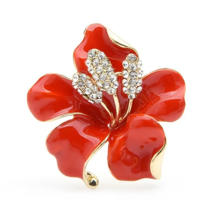 Fiore grande con cristalli - spilla elegante - con foro per collana