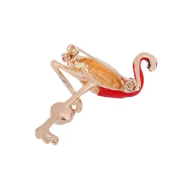 Punainen flamingo helmillä - rintakoru